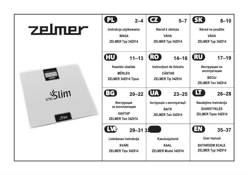 Page 1 of the manual User Manual Zelmer 34Z014