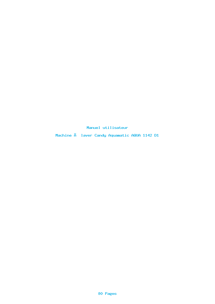 Page 1 de la notice Manuel utilisateur Candy Aquamatic AQUA 1142 D1