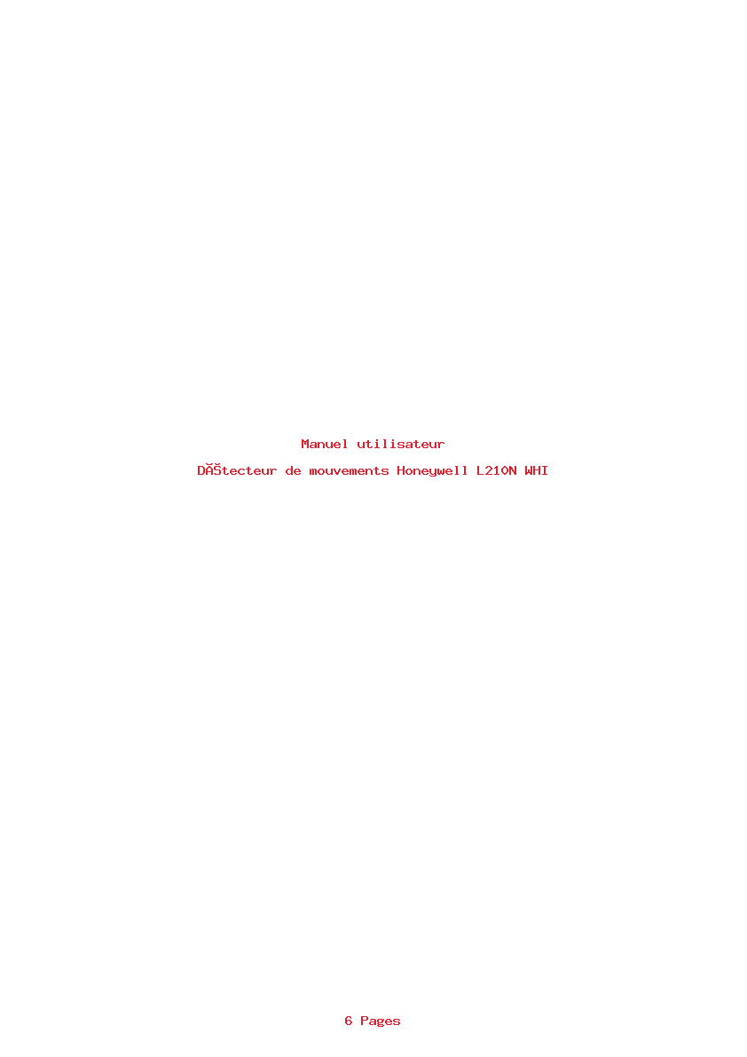 Page 1 de la notice Manuel utilisateur Honeywell L210N WHI