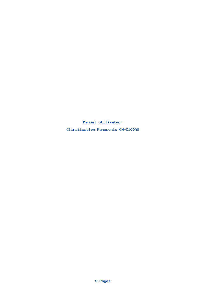 Page 1 de la notice Manuel utilisateur Panasonic CW-C100AU
