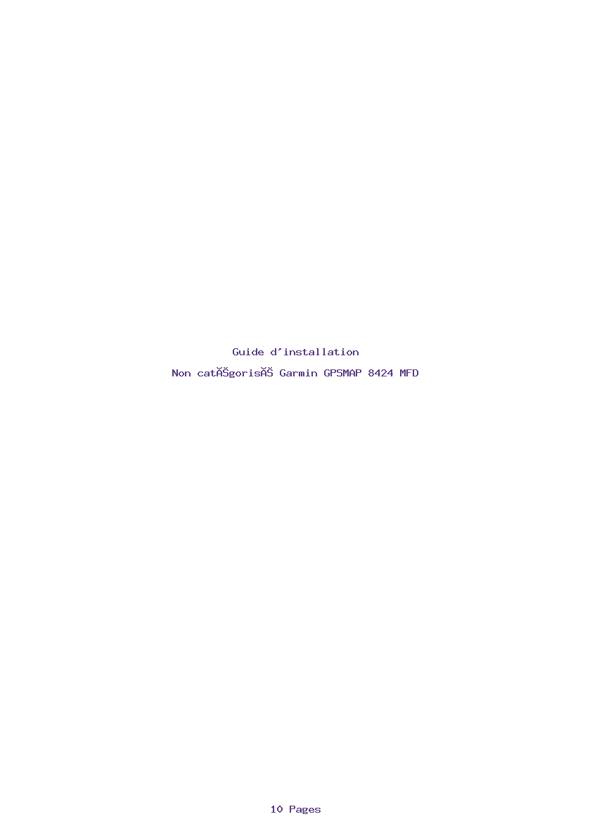 Page 1 de la notice Guide d'installation Garmin GPSMAP 8424 MFD