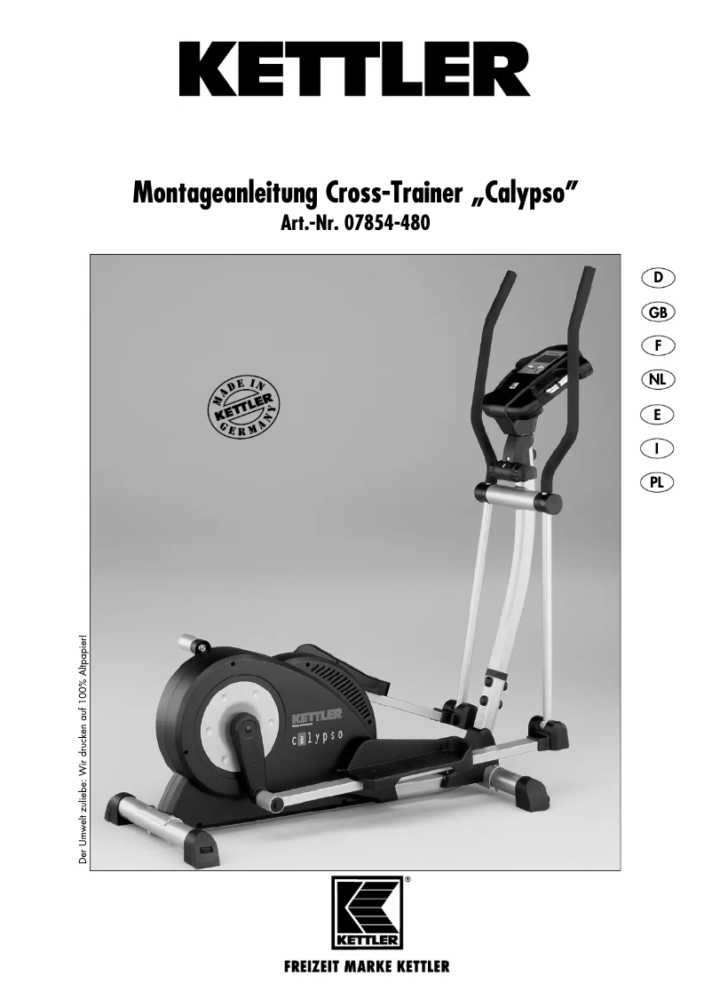 Page 1 de la notice Manuel utilisateur Kettler Calypso