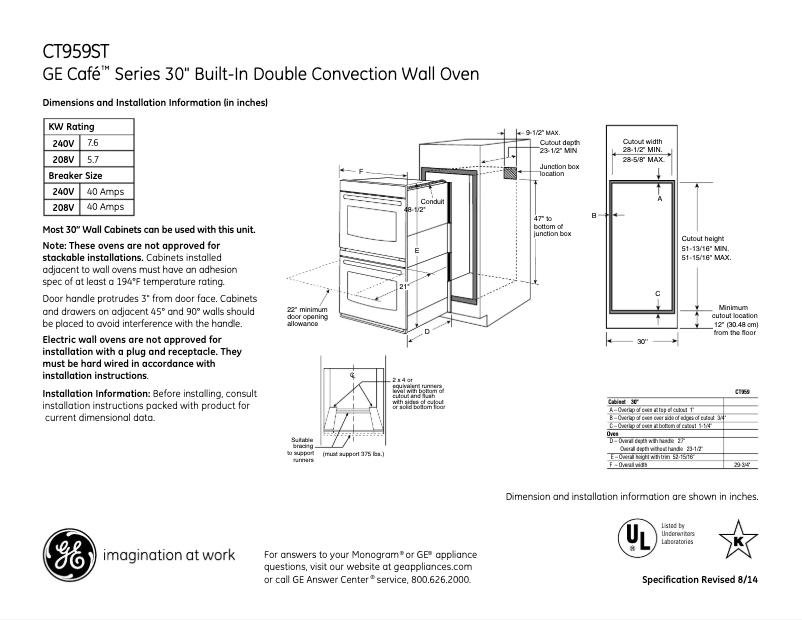 Page n°1 - Fiche technique GE Café CT959STSS