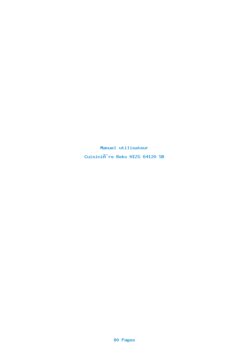 Page 1 de la notice Manuel utilisateur Beko HIZG 64120 SB