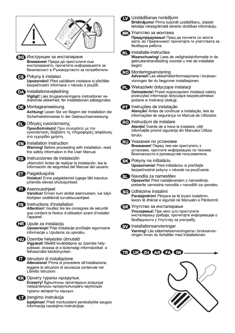 Page 1 de la notice Guide d'installation Electrolux EW 6T4062P