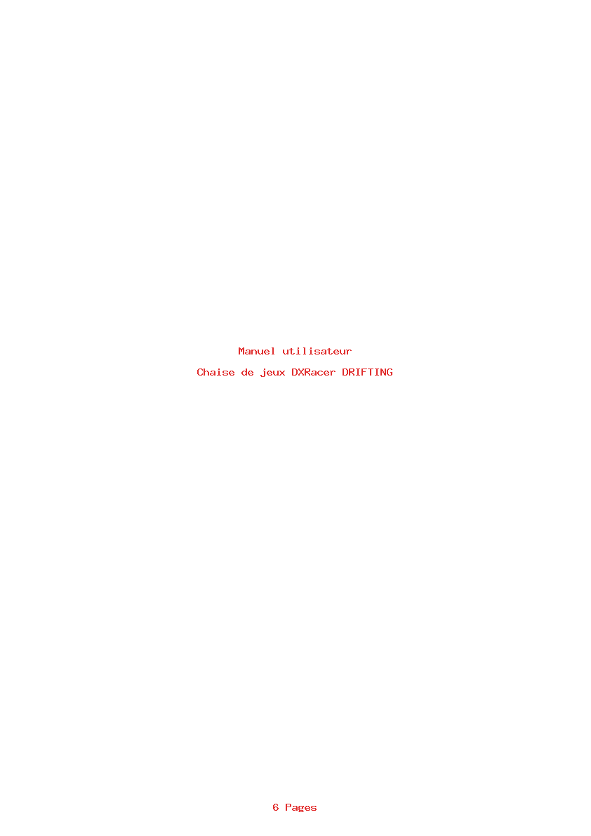 Page 1 de la notice Manuel utilisateur DXRacer DRIFTING