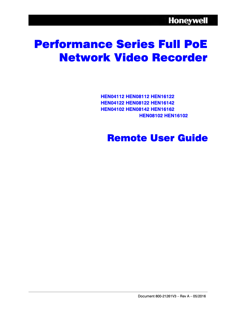 Page 1 de la notice Manuel utilisateur Honeywell HEN16122
