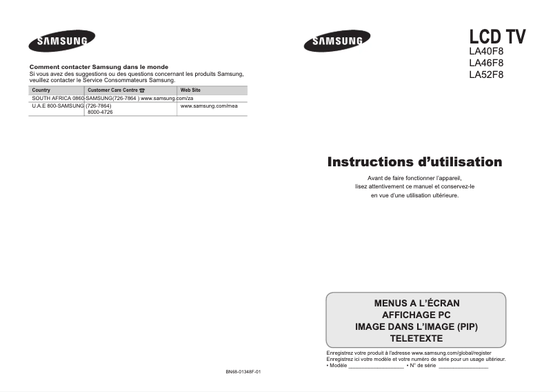 Página 1 del manual Manual de usuario Samsung LA52F81B