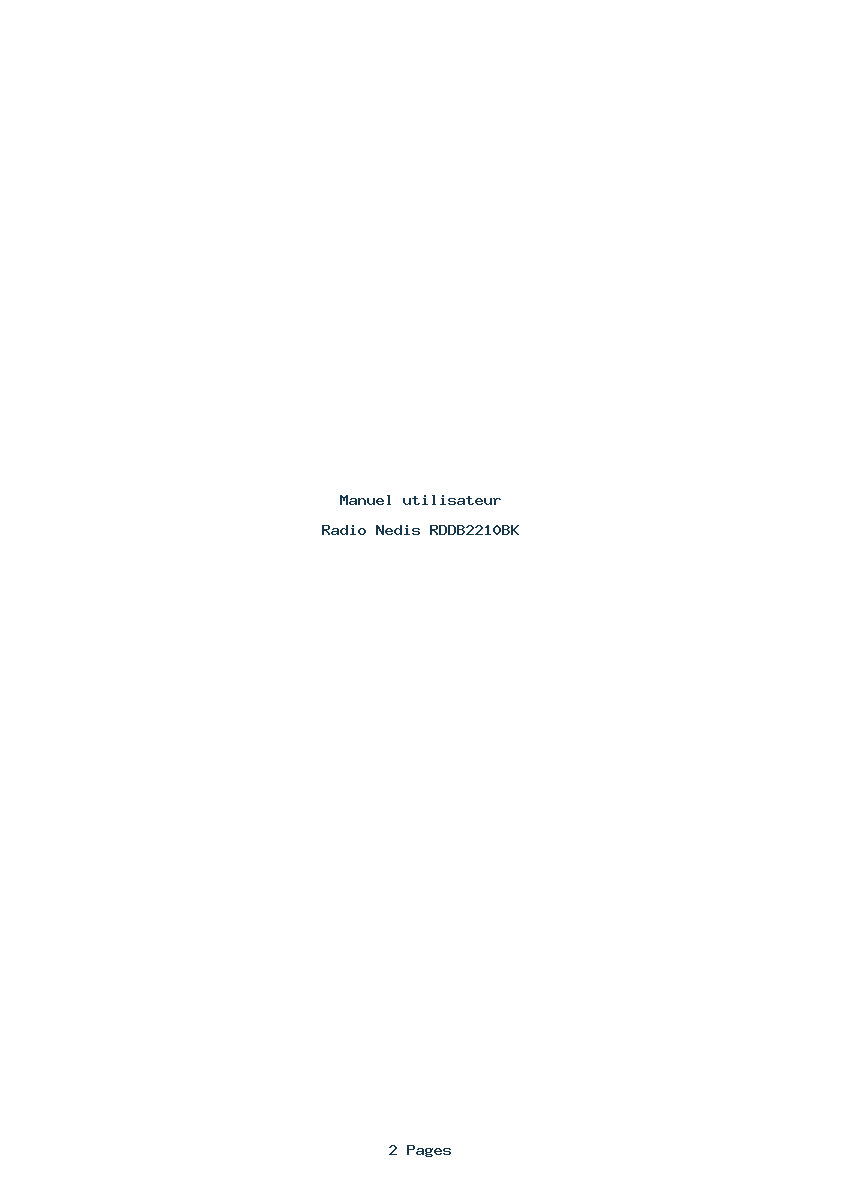 Page 1 de la notice Manuel utilisateur Nedis RDDB2210BK