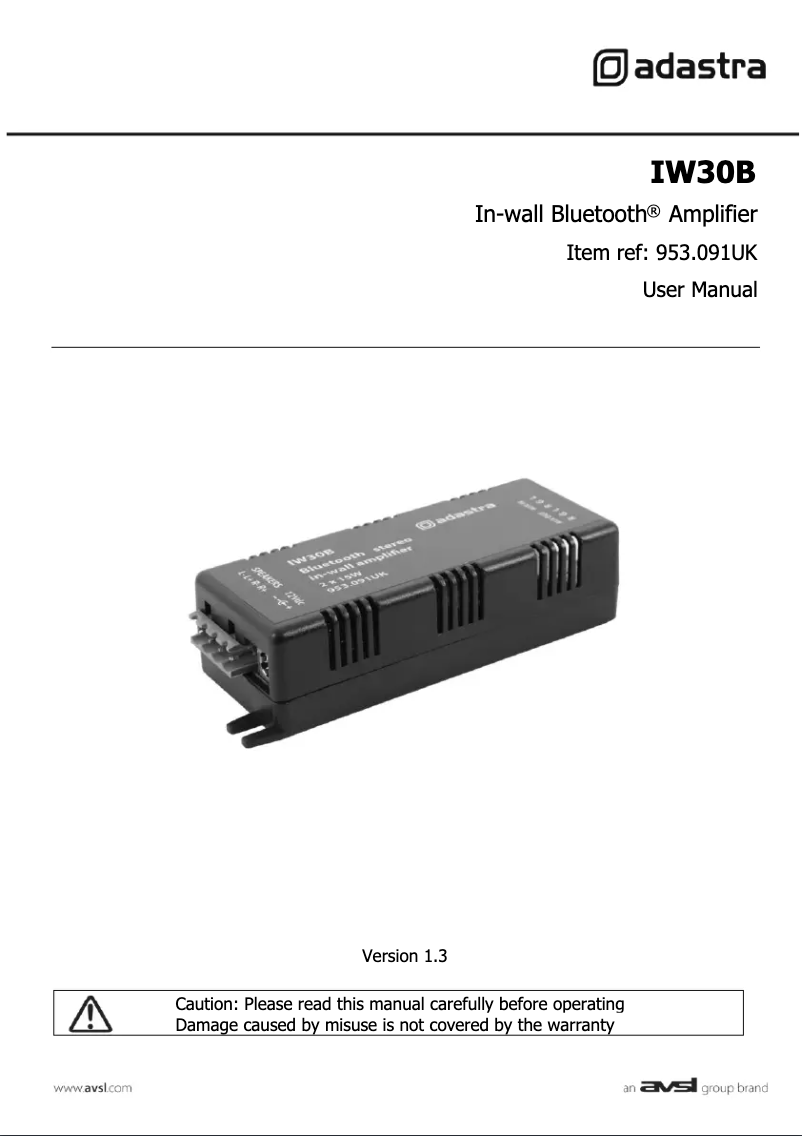 Página 1 del manual Manual de usuario Adastra IW30B