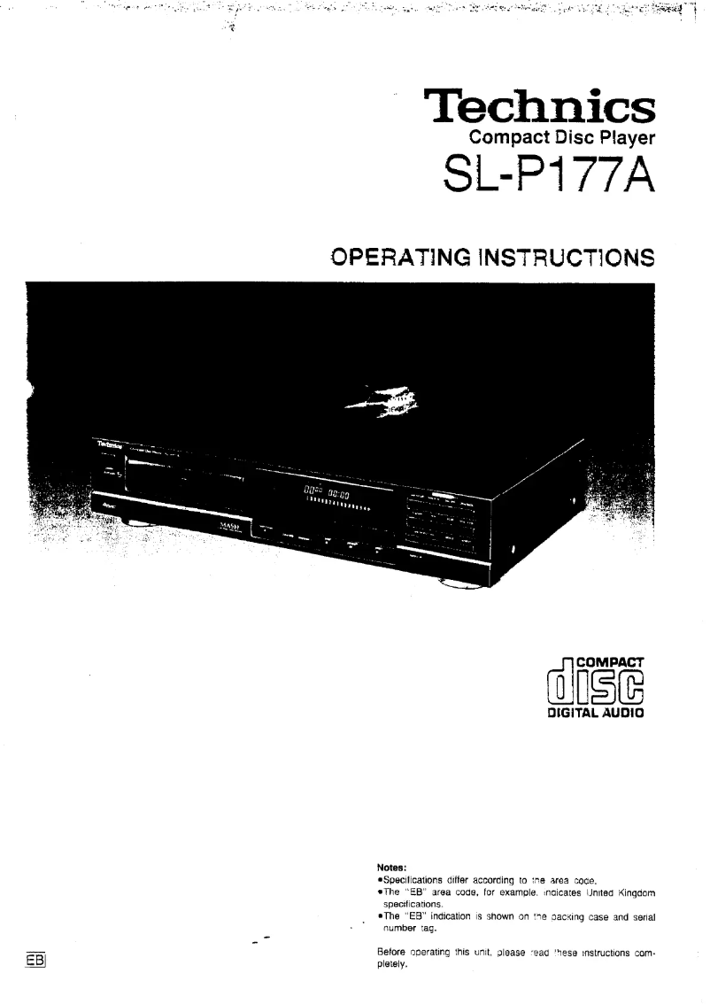 Page 1 de la notice Manuel utilisateur Technics SL-P177A
