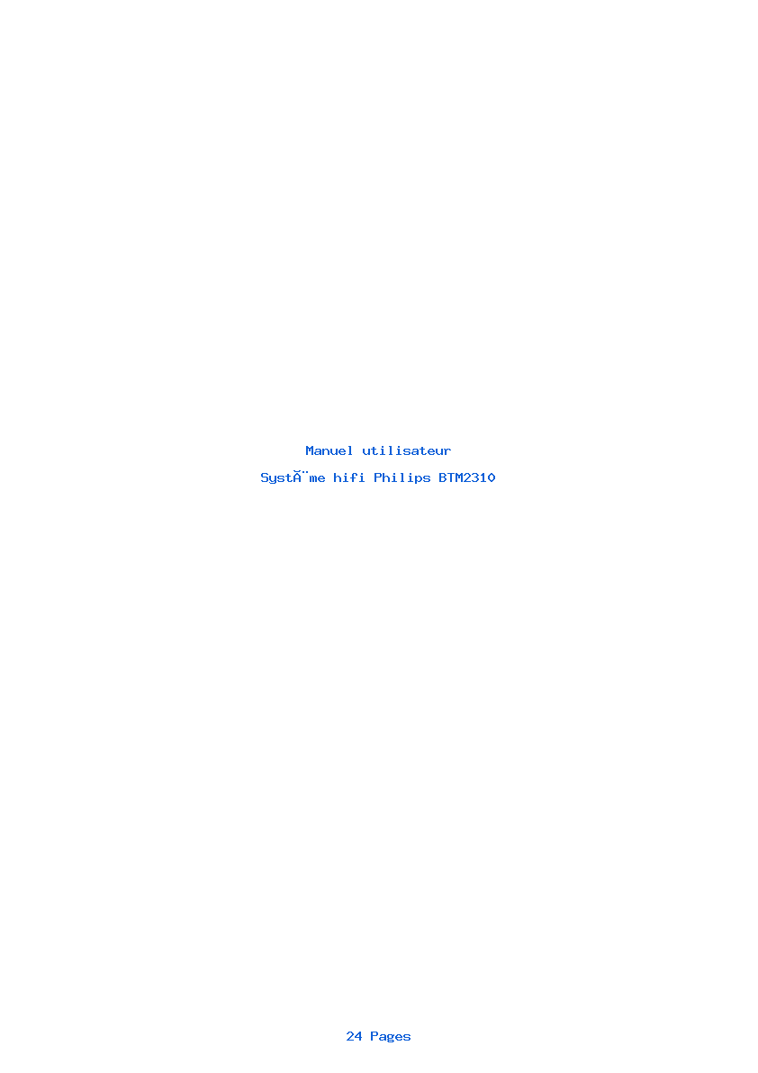 Page 1 de la notice Manuel utilisateur Philips BTM2310
