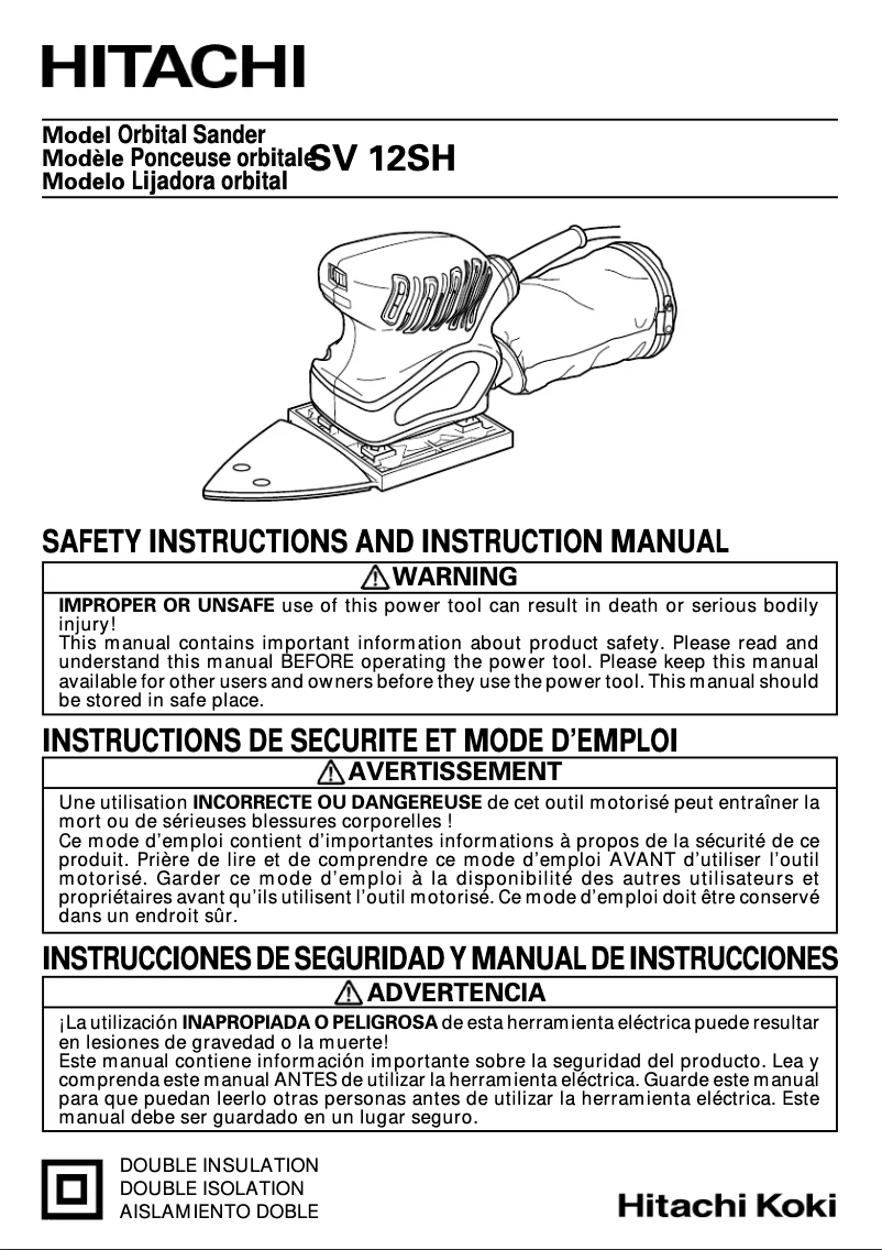 Page 1 de la notice Manuel utilisateur Hitachi SV12SH