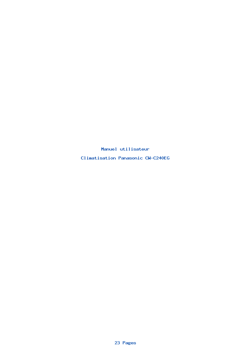 Page 1 de la notice Manuel utilisateur Panasonic CW-C240EG