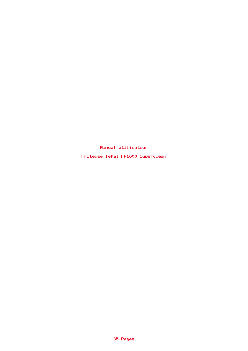 Page 1 de la notice Manuel utilisateur Tefal FR1000 Superclean