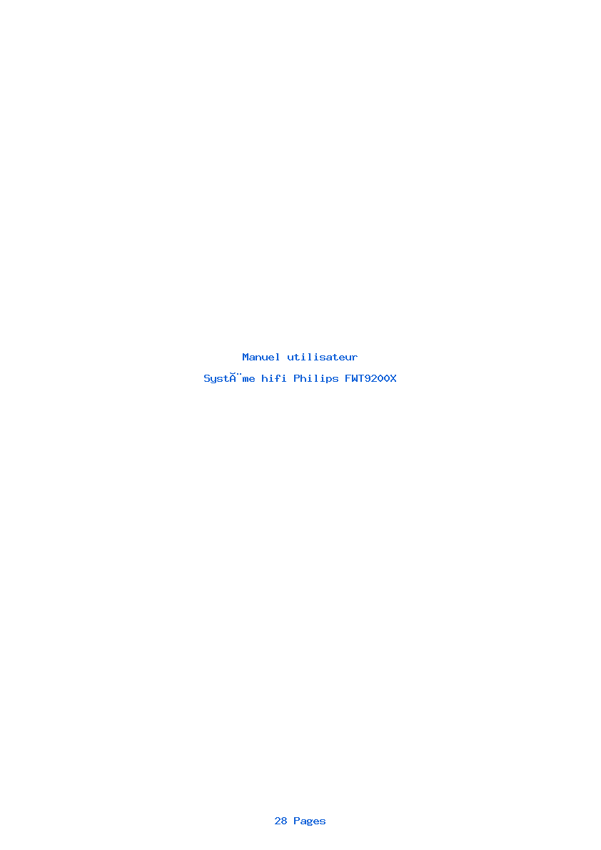 Page 1 de la notice Manuel utilisateur Philips FWT9200X