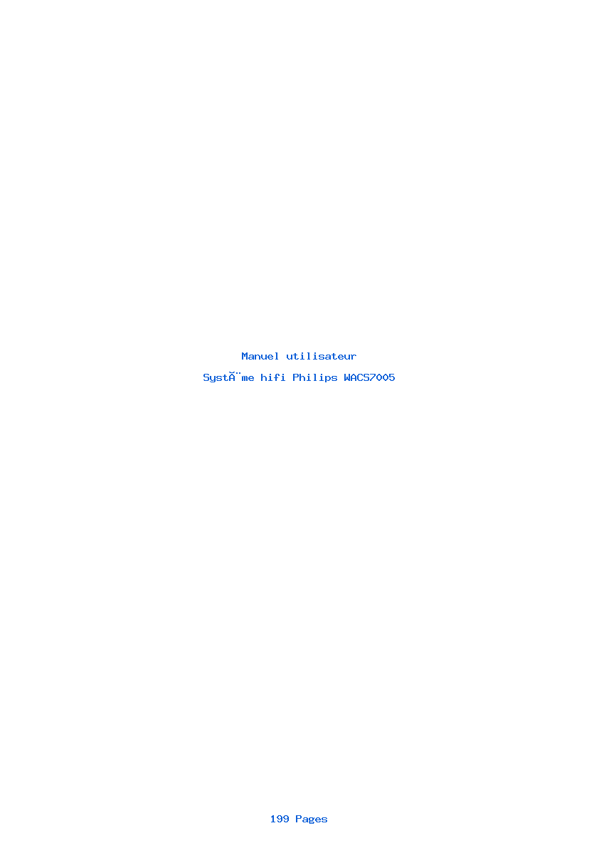 Page 1 de la notice Manuel utilisateur Philips WACS7005
