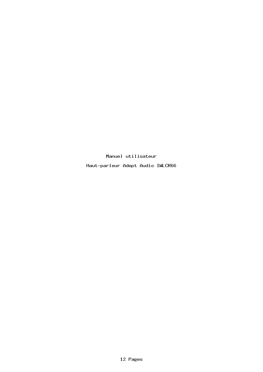 Page 1 de la notice Manuel utilisateur Adept Audio IWLCR66