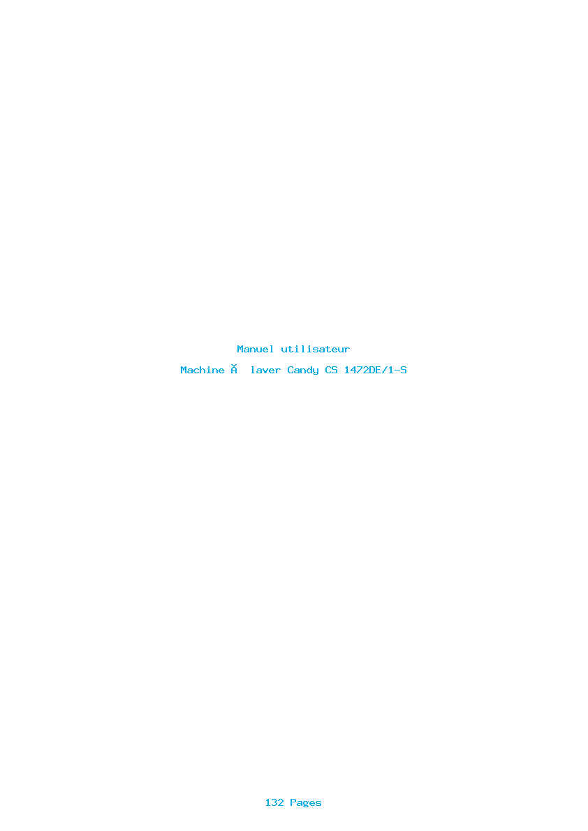 Page 1 de la notice Manuel utilisateur Candy CS 1472DE/1-S