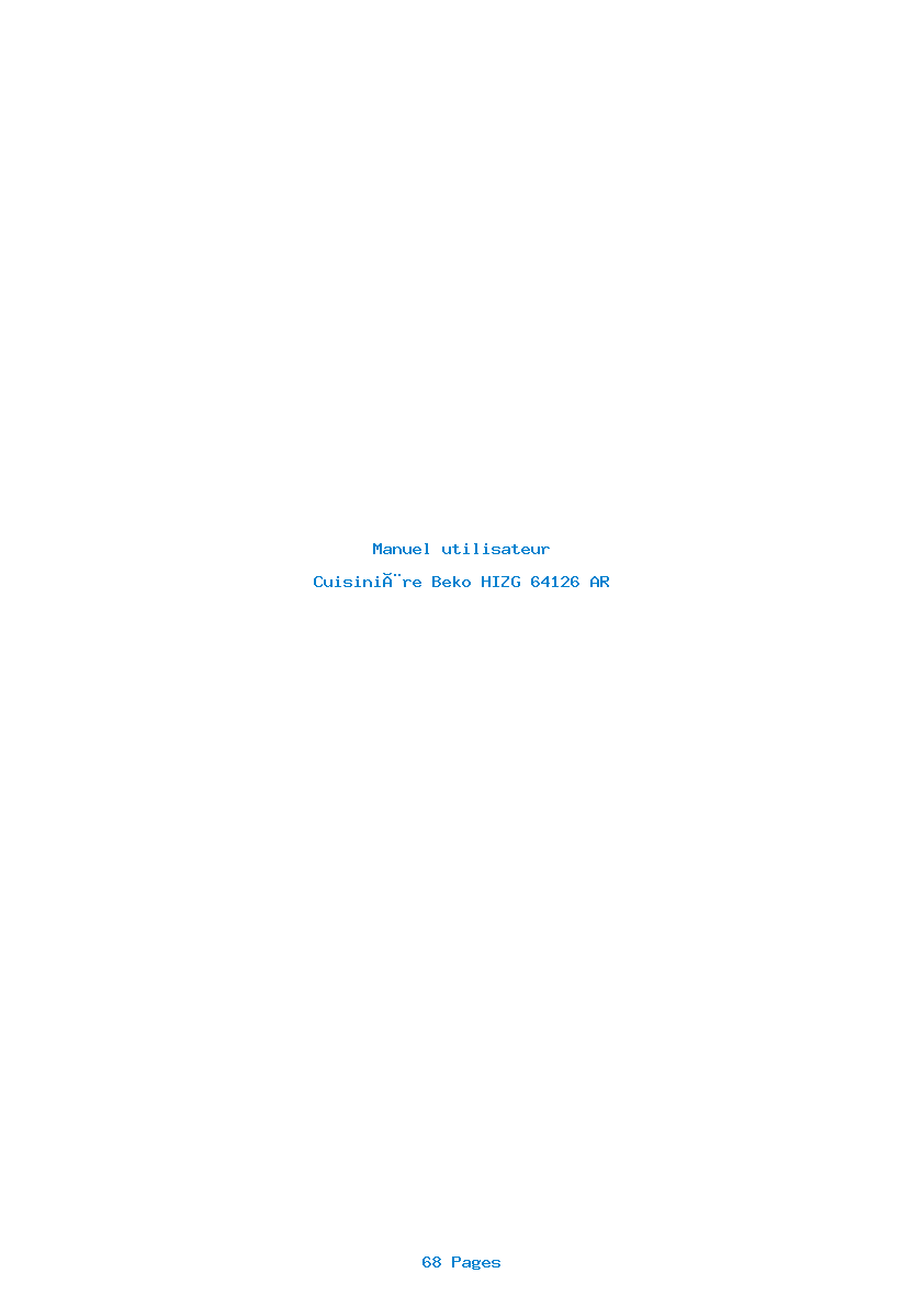 Page 1 de la notice Manuel utilisateur Beko HIZG 64126 AR