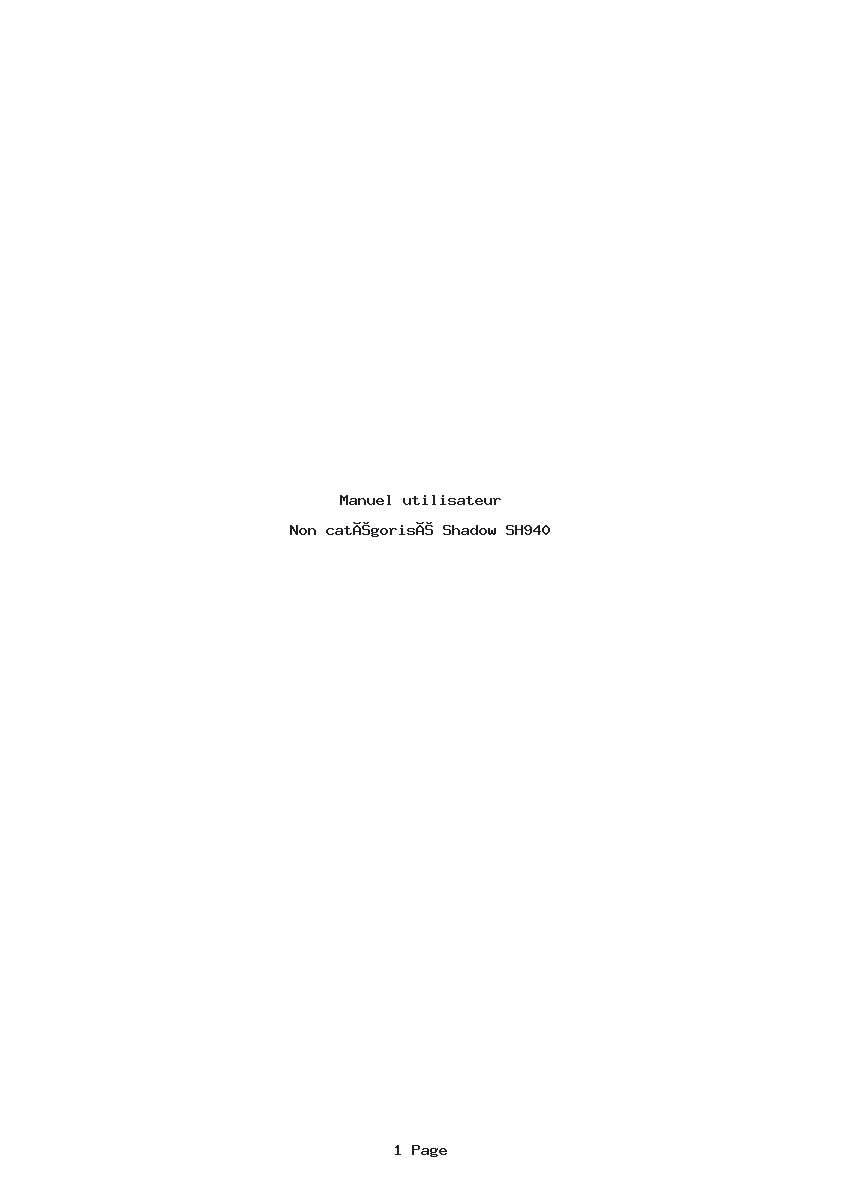 Page 1 de la notice Manuel utilisateur Shadow SH940