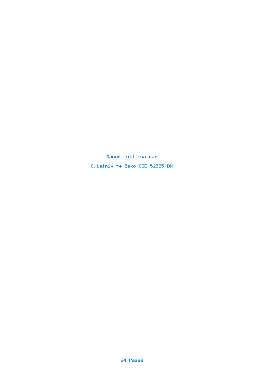 Page 1 de la notice Manuel utilisateur Beko CSE 52325 DW