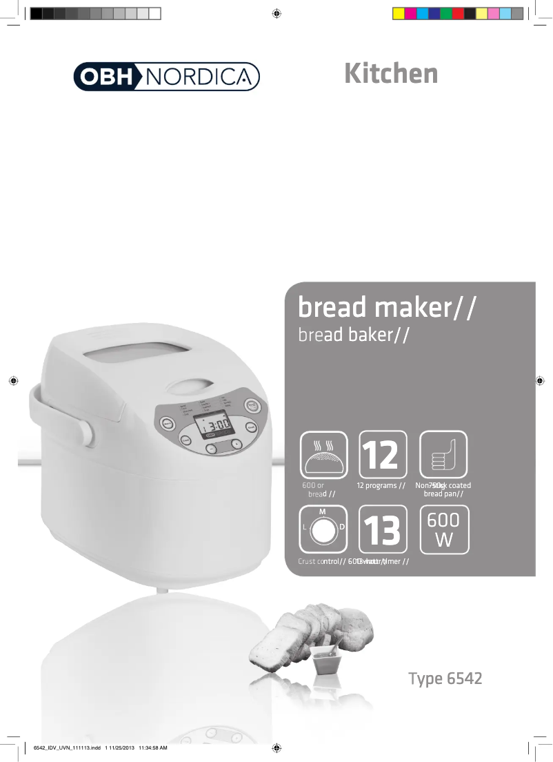 Page 1 de la notice Manuel utilisateur OBH Nordica 6542