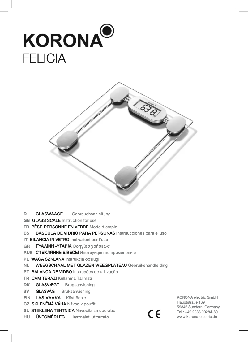 Page 1 de la notice Manuel utilisateur Korona Felicia