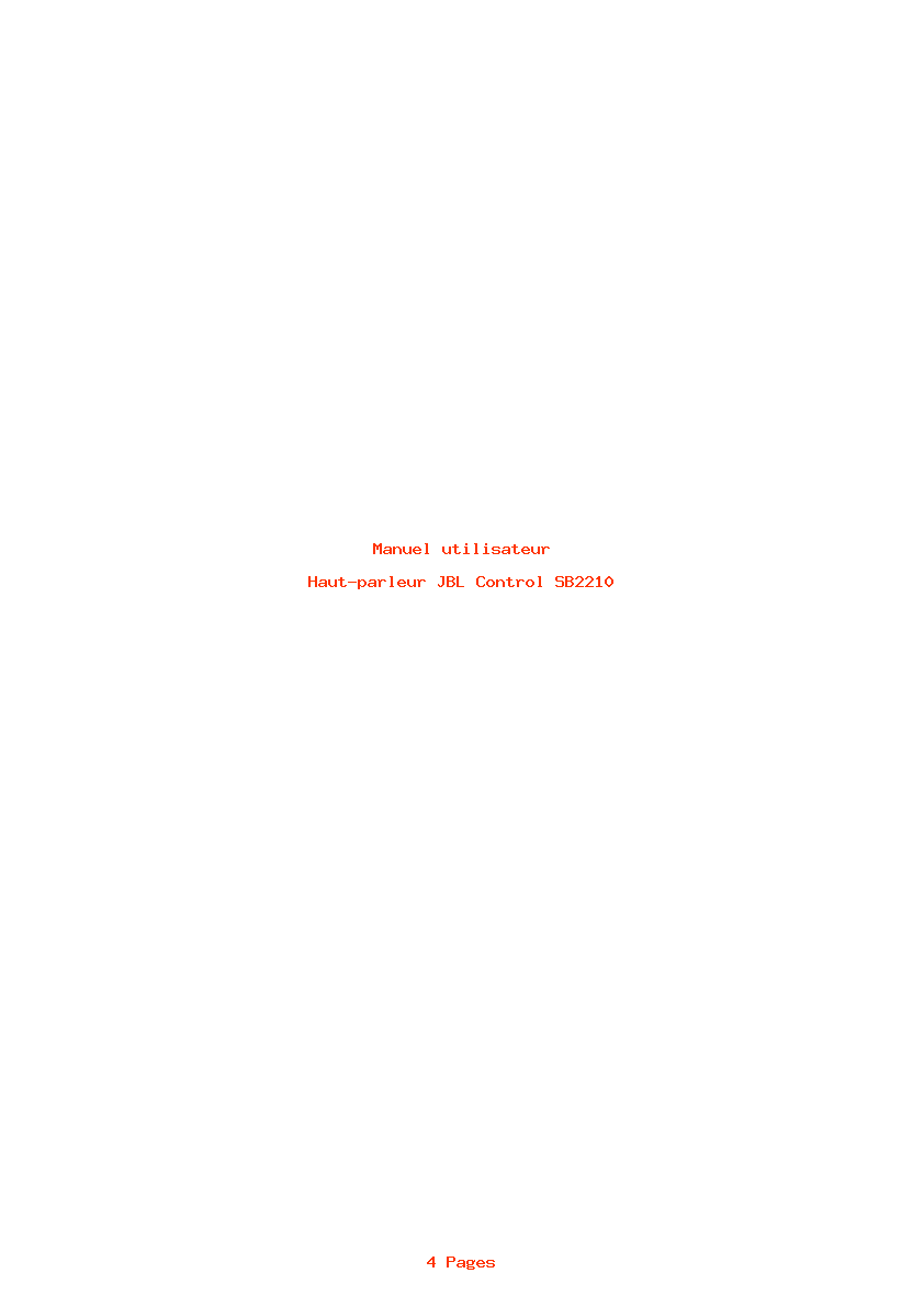 Page 1 de la notice Manuel utilisateur JBL Control SB2210