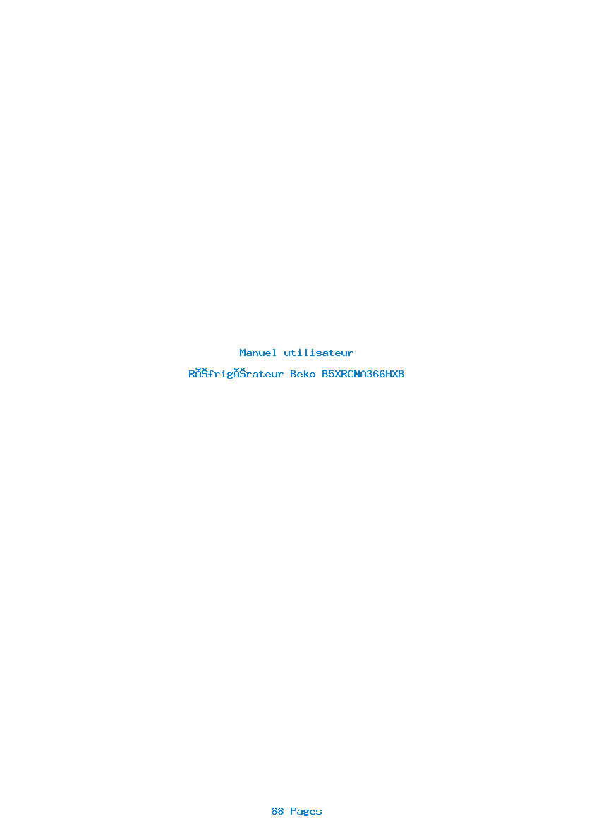 Page 1 de la notice Manuel utilisateur Beko B5XRCNA366HXB