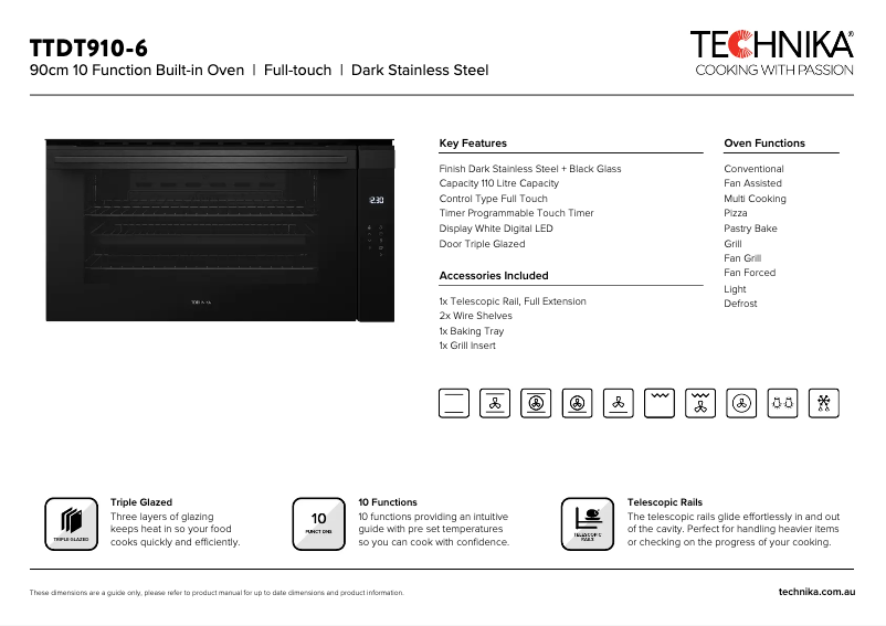 Página 1 del manual Ficha técnica Technika TTDT910-6