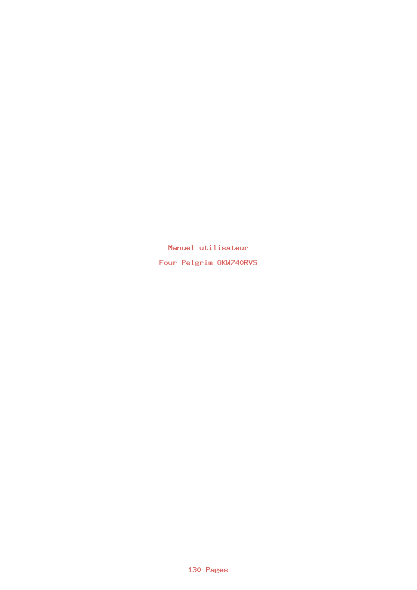 Page 1 de la notice Manuel utilisateur Pelgrim OKW740RVS