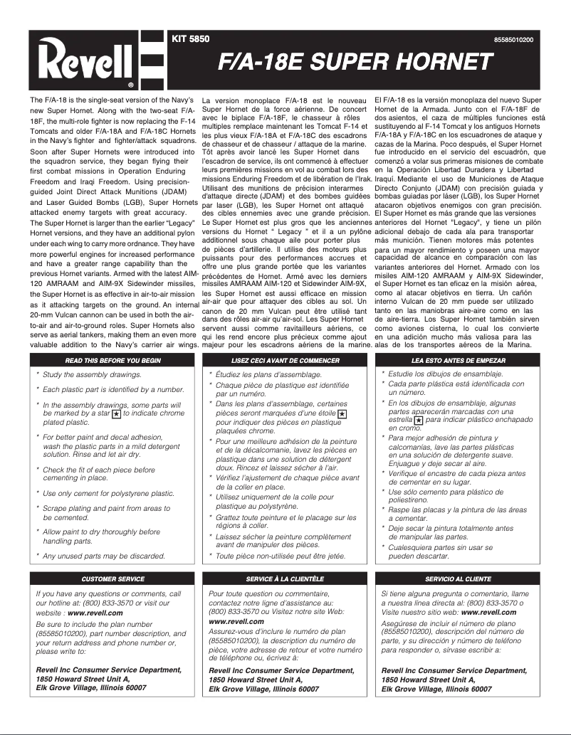 Page 1 of the manual User Manual Revell F/A-18E Super Hornet