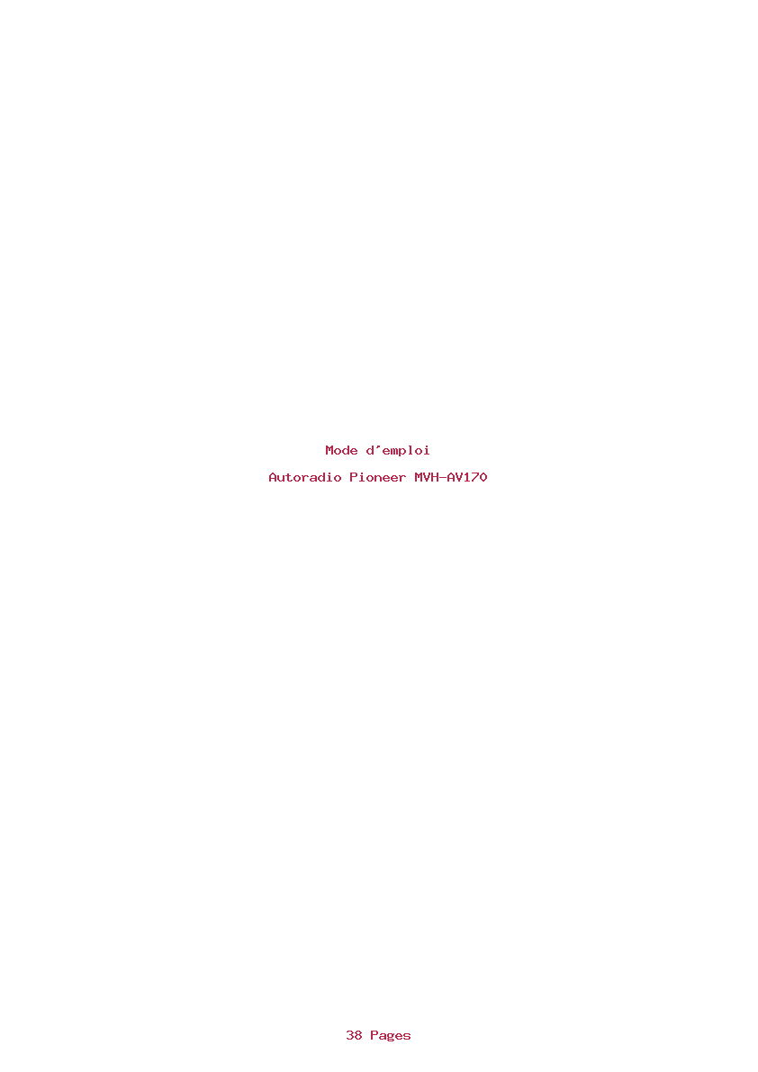 Image de la première page du manuel de l'appareil MVH-AV170