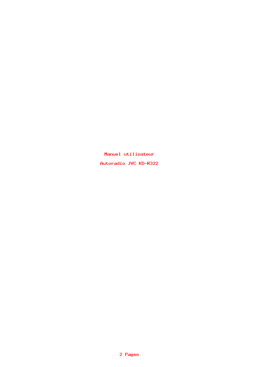 Page 1 de la notice Manuel utilisateur JVC KD-R322