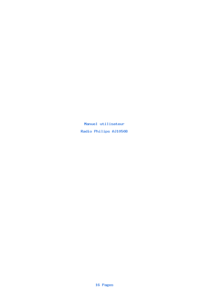 Page 1 de la notice Manuel utilisateur Philips AJ1050B