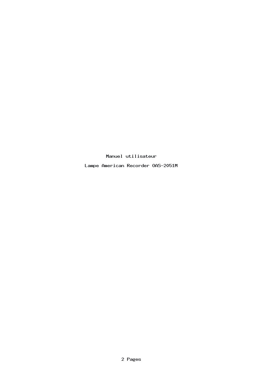 Page 1 de la notice Manuel utilisateur American Recorder OAS-2051M