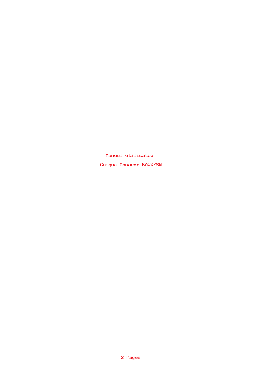 Page 1 de la notice Manuel utilisateur Monacor BAXX/SW
