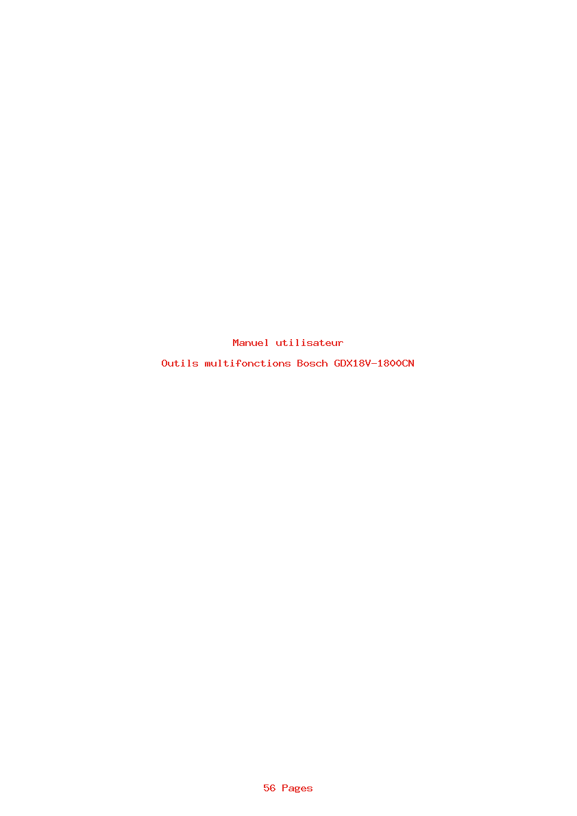Page 1 de la notice Manuel utilisateur Bosch GDX18V-1800CN