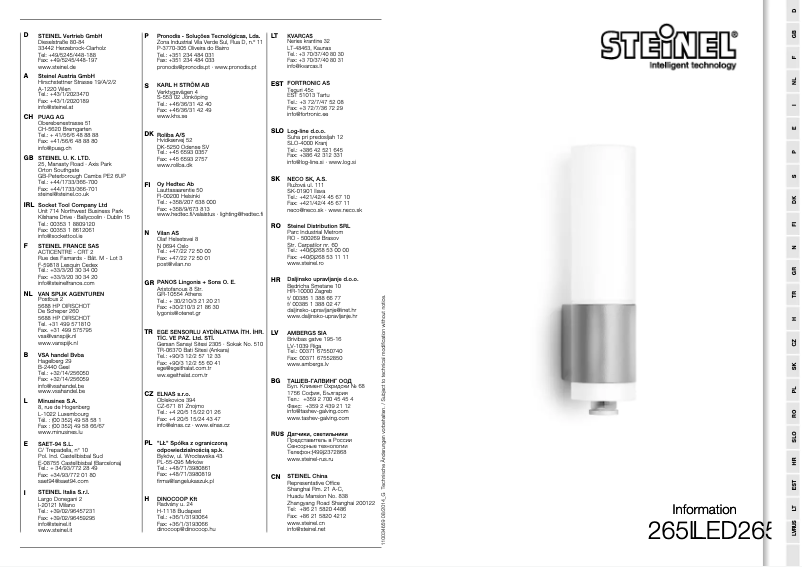 Page 1 de la notice Manuel utilisateur Steinel L265LED