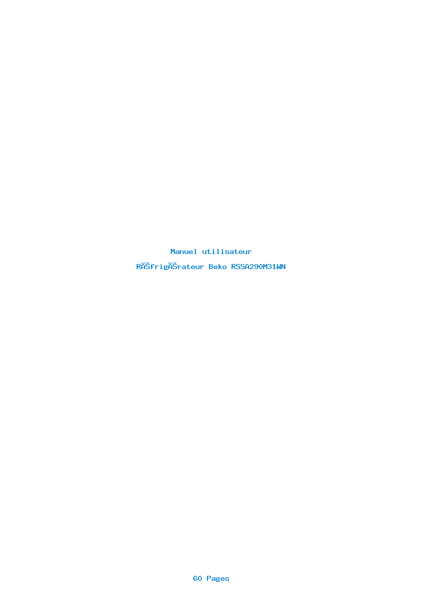 Page 1 de la notice Manuel utilisateur Beko RSSA290M31WN