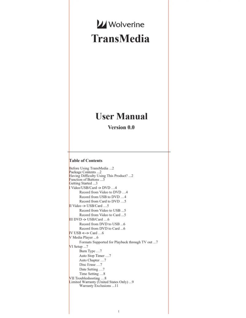 Page 1 de la notice Manuel utilisateur Wolverine TransMedia