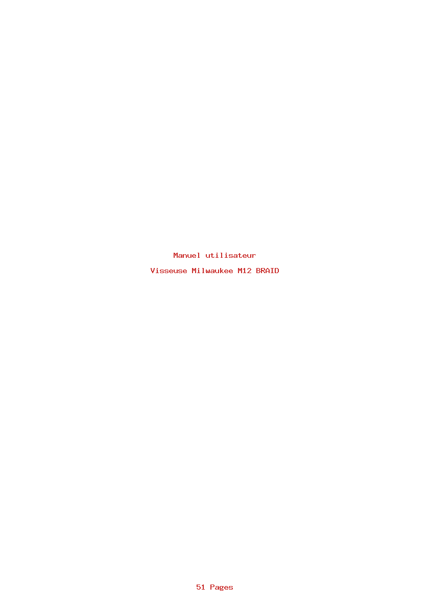 Page 1 de la notice Manuel utilisateur Milwaukee M12 BRAID