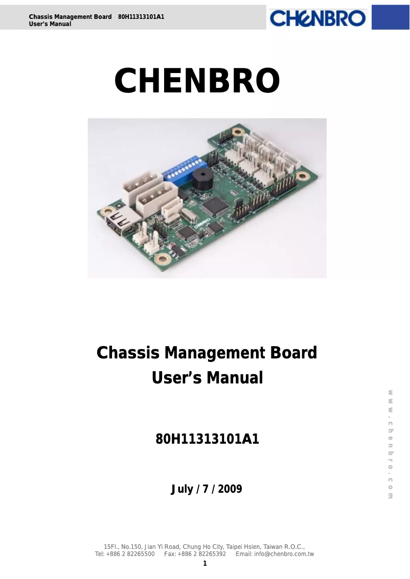Page 1 of the manual User Manual Chenbro Micom RM11704