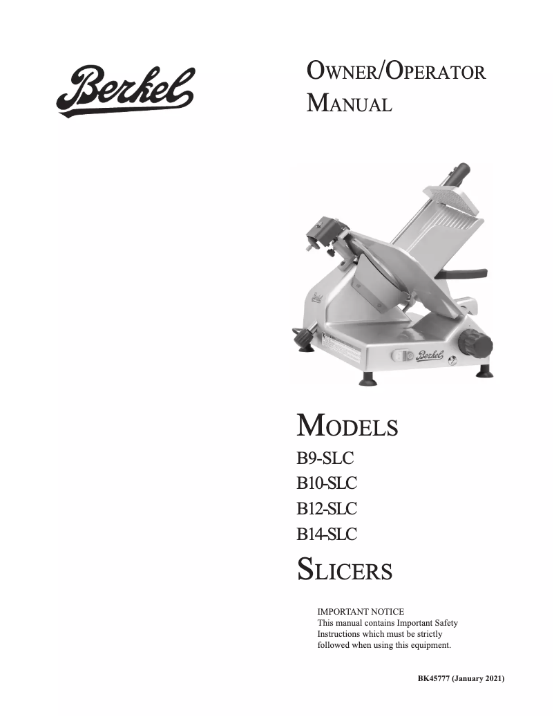 Página 1 del manual Manual de usuario Berkel B10-SLC