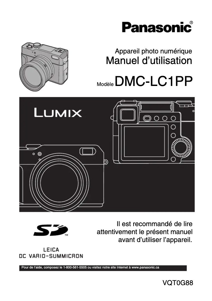 Page 1 de la notice Manuel utilisateur Panasonic Lumix DMC-LC1