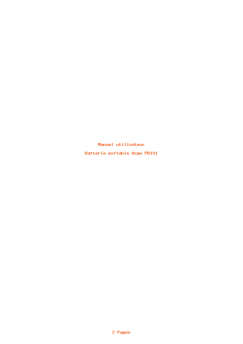 Page 1 de la notice Manuel utilisateur Acme PB101