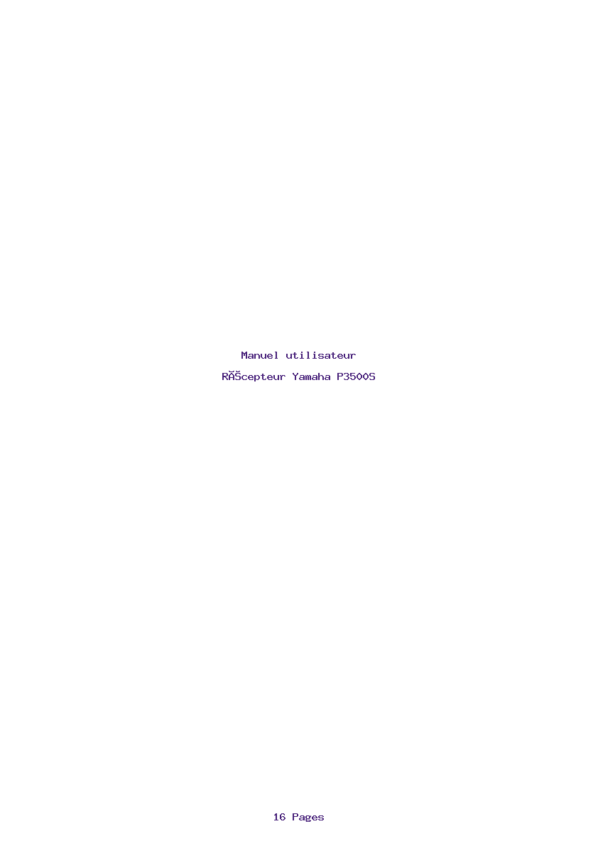 Page 1 de la notice Manuel utilisateur Yamaha P3500S