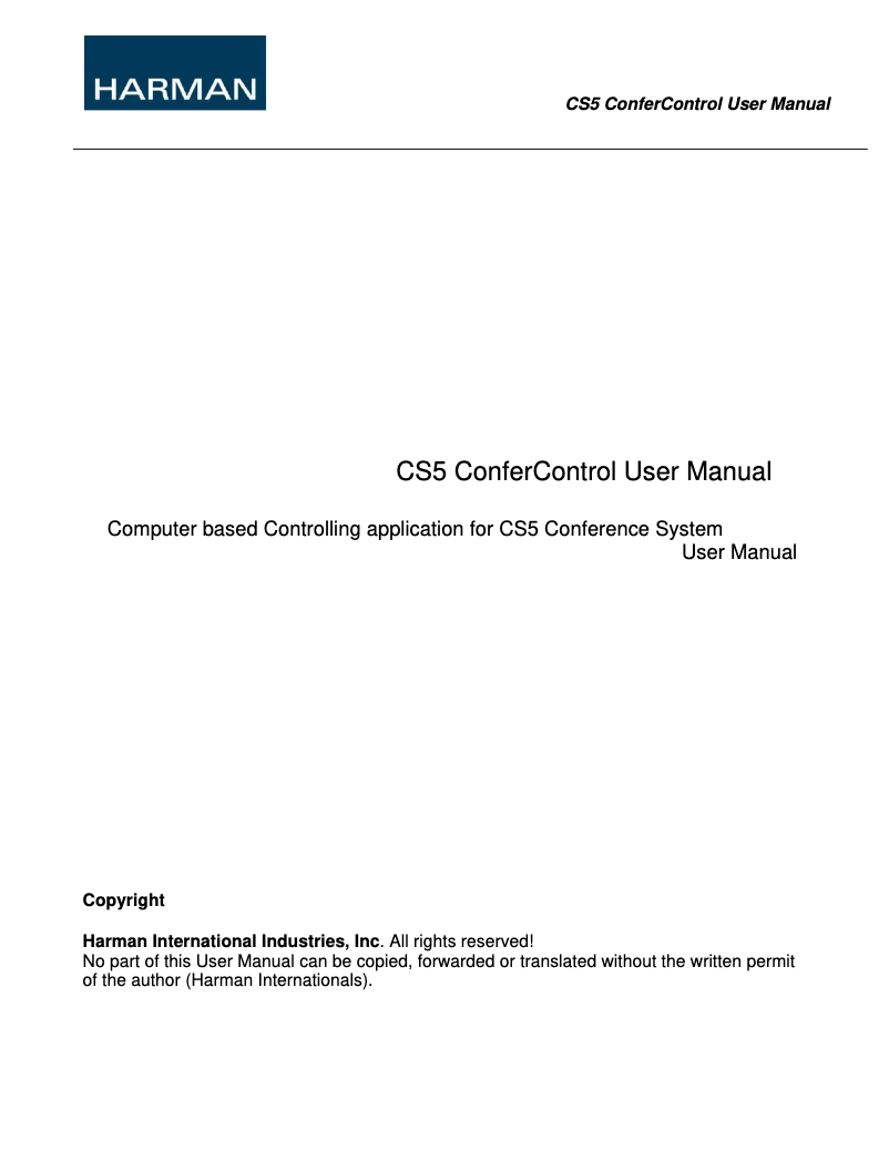 Page 1 de la notice Manuel utilisateur AKG CS5