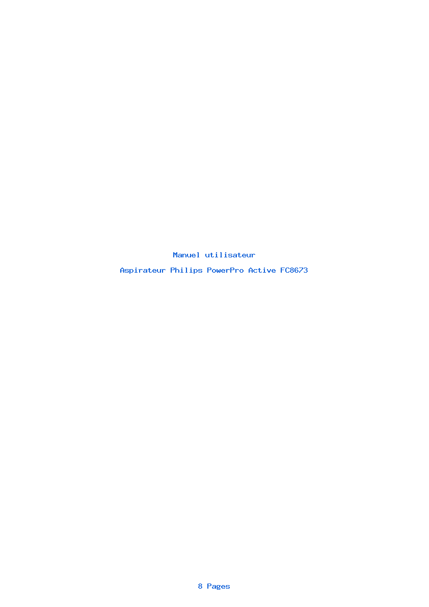 Page 1 de la notice Manuel utilisateur Philips PowerPro Active FC8673